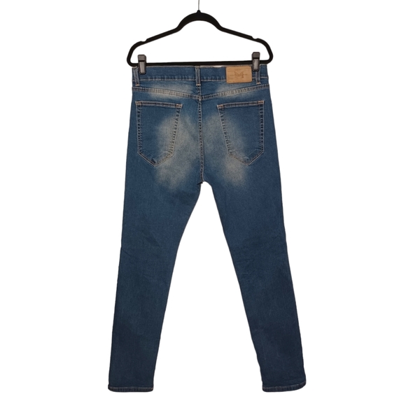 MORTON'S 1981 Dark Medium Blue Distressed High Rise Skinny Denim Jeans 36 - Picture 2 of 8